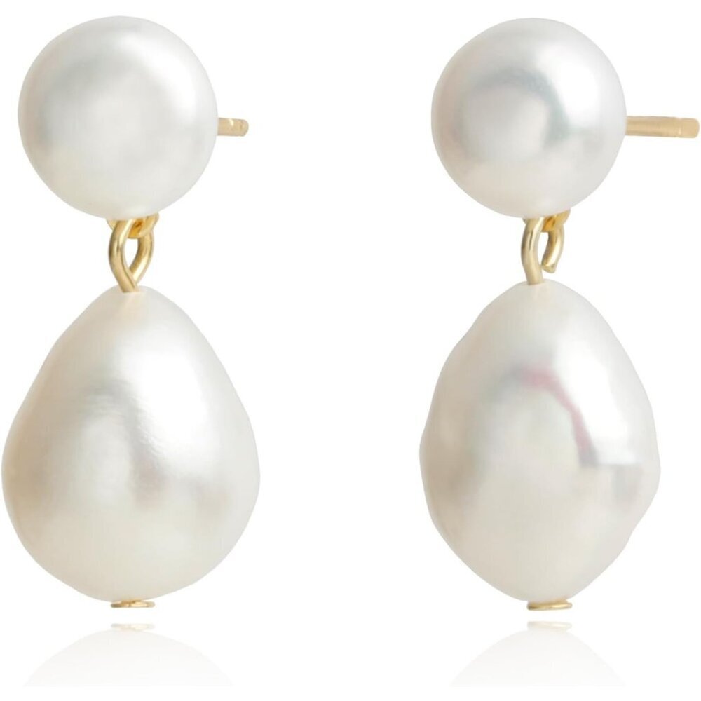 Women's White Handmade Freshwater Cultured Baroque Pearl Dangling Drop Earring